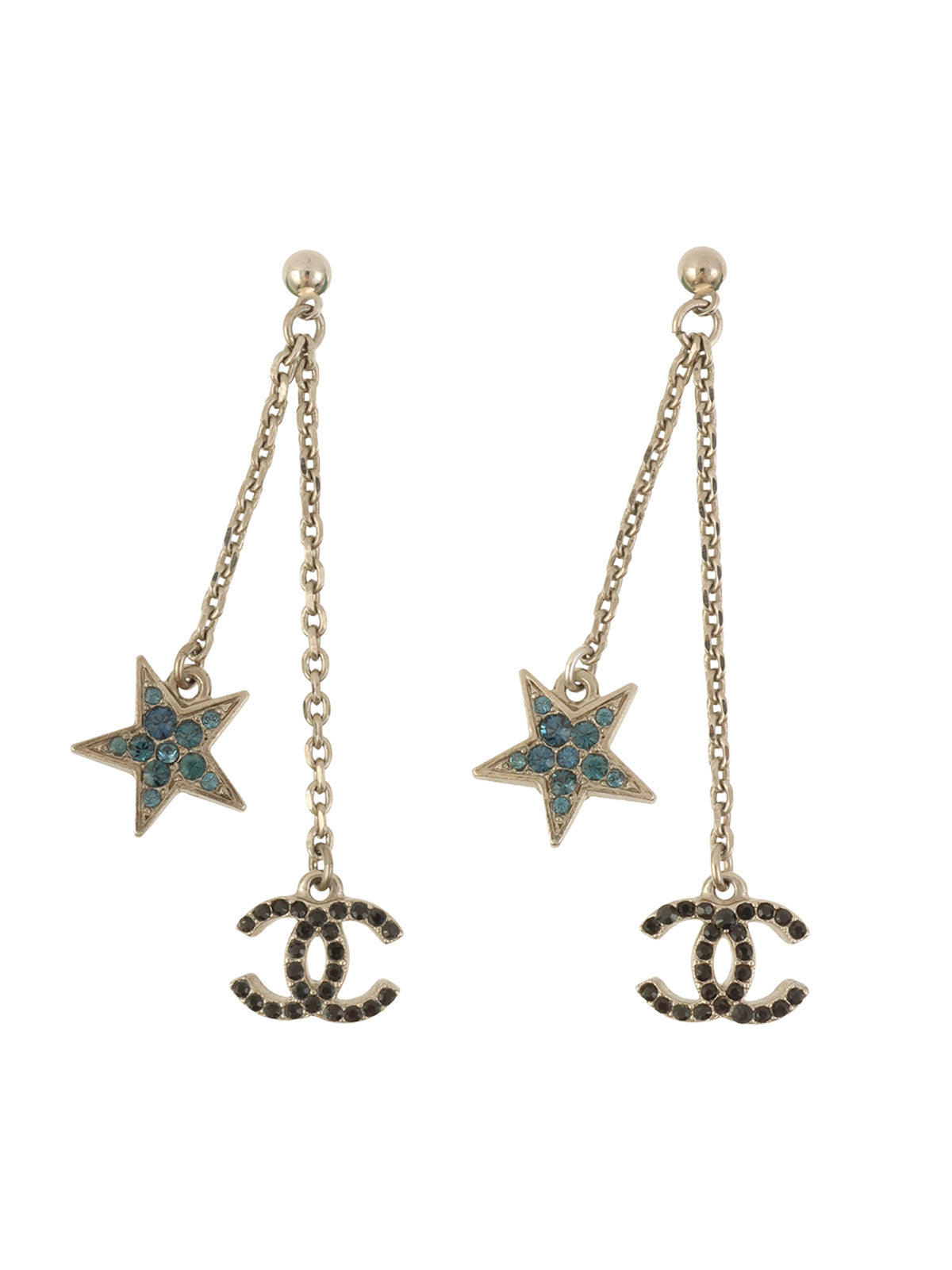 2008 CC Mark Star Design Swing Earrings Silver
