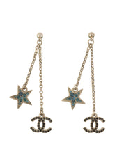 2008 CC Mark Star Design Swing Earrings Silver