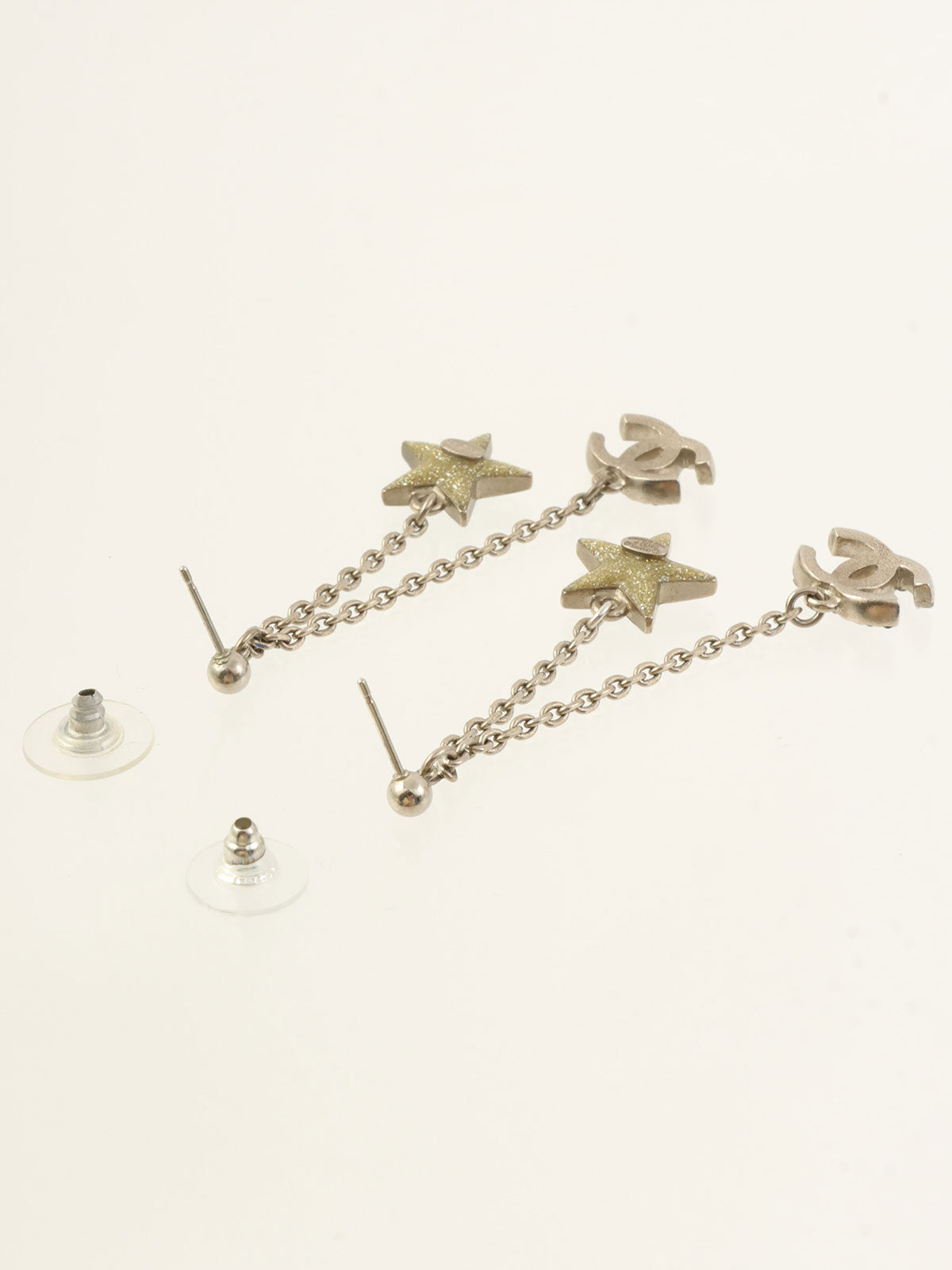 2008 CC Mark Star Design Swing Earrings Silver