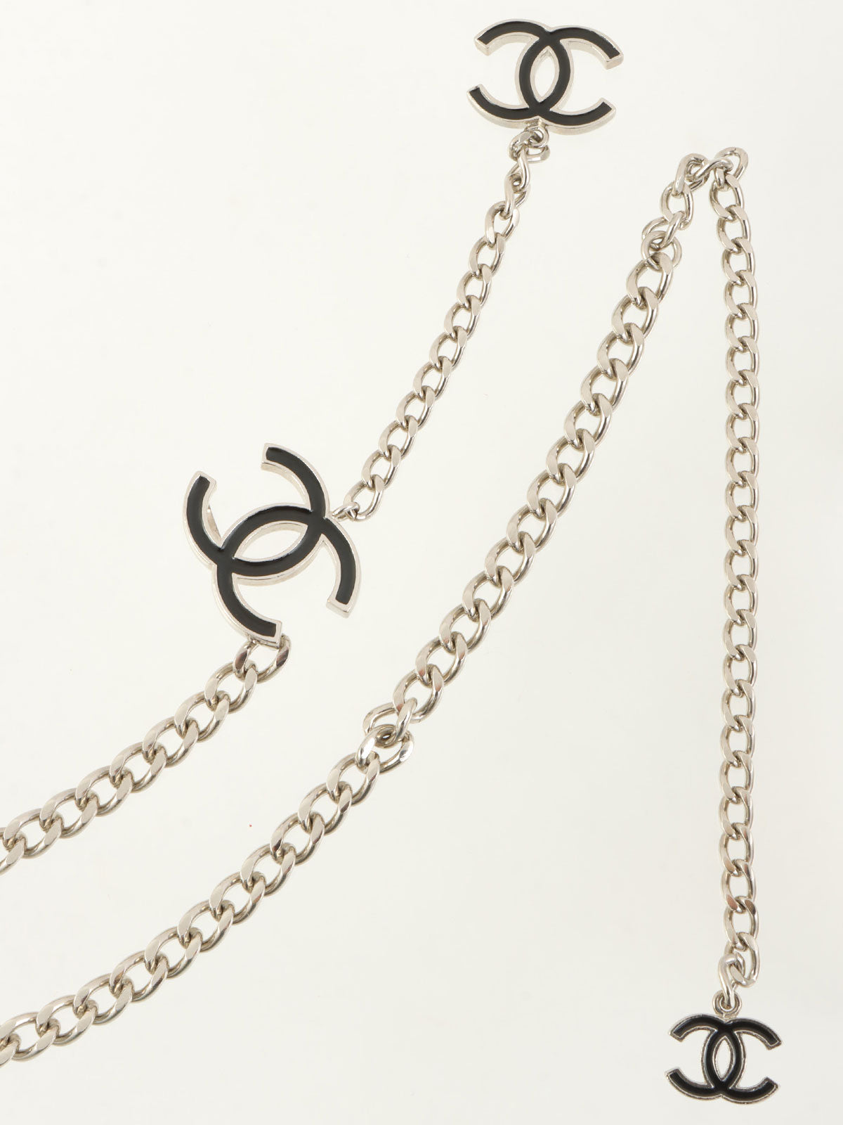 2005 CC Mark Chain Belt Silver/Black