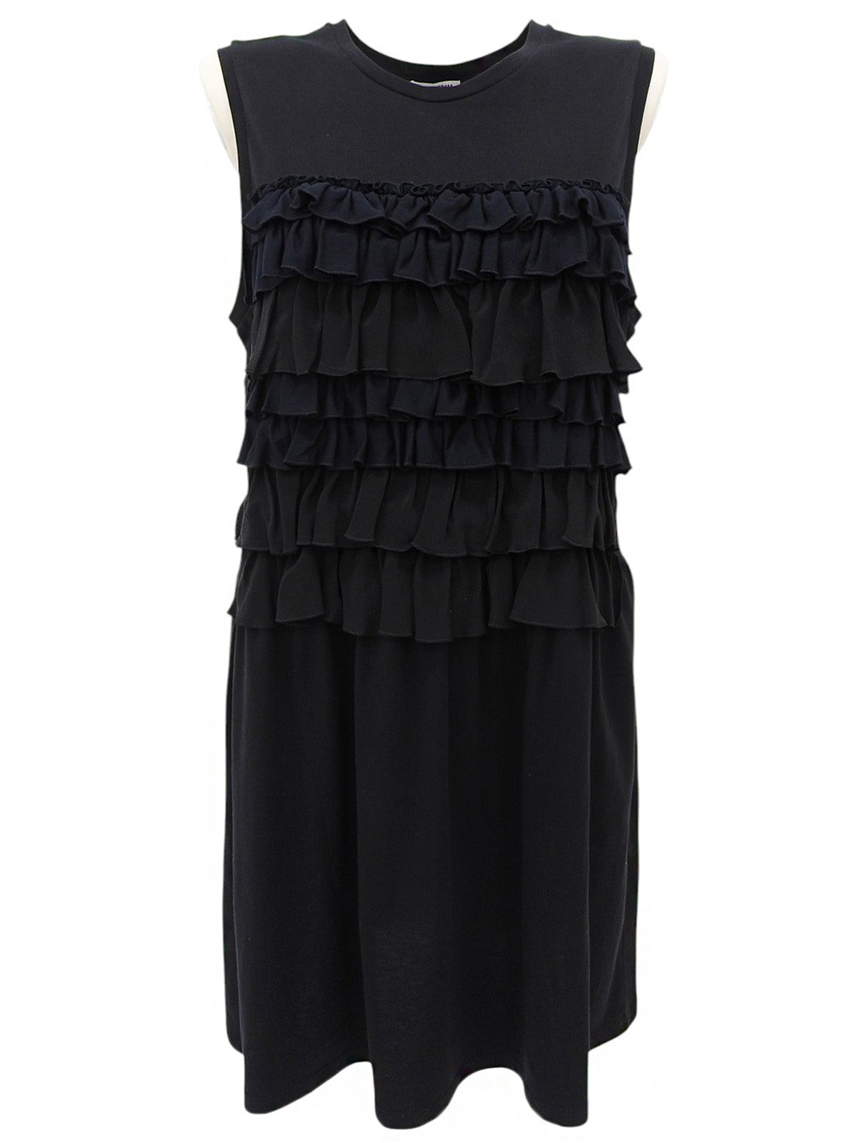 フリルデザインノースリーブワンピース ブラック/ネイビー