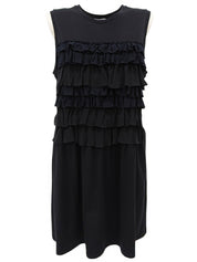 フリルデザインノースリーブワンピース ブラック/ネイビー