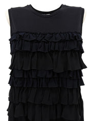 フリルデザインノースリーブワンピース ブラック/ネイビー