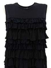 Frill Design Sleeveless Dress Black/Navy