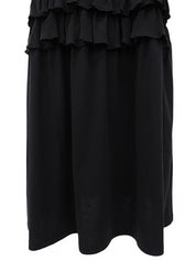 フリルデザインノースリーブワンピース ブラック/ネイビー