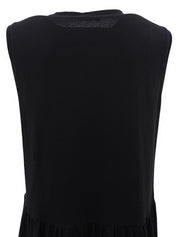 フリルデザインノースリーブワンピース ブラック/ネイビー