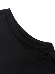 フリルデザインノースリーブワンピース ブラック/ネイビー