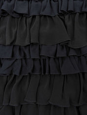 フリルデザインノースリーブワンピース ブラック/ネイビー