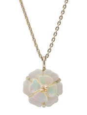 1998 Pearl Camellia Motif Necklace Silver/Shell