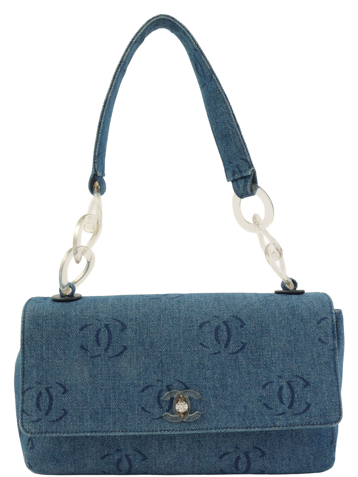 2001年頃製 デニムCCマークターンロックワンショルダーバッグ ネイビー