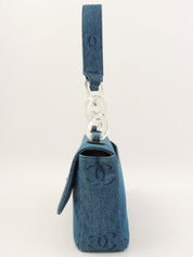 2001 Denim CC Mark Turnlock One-Shoulder Bag, Navy