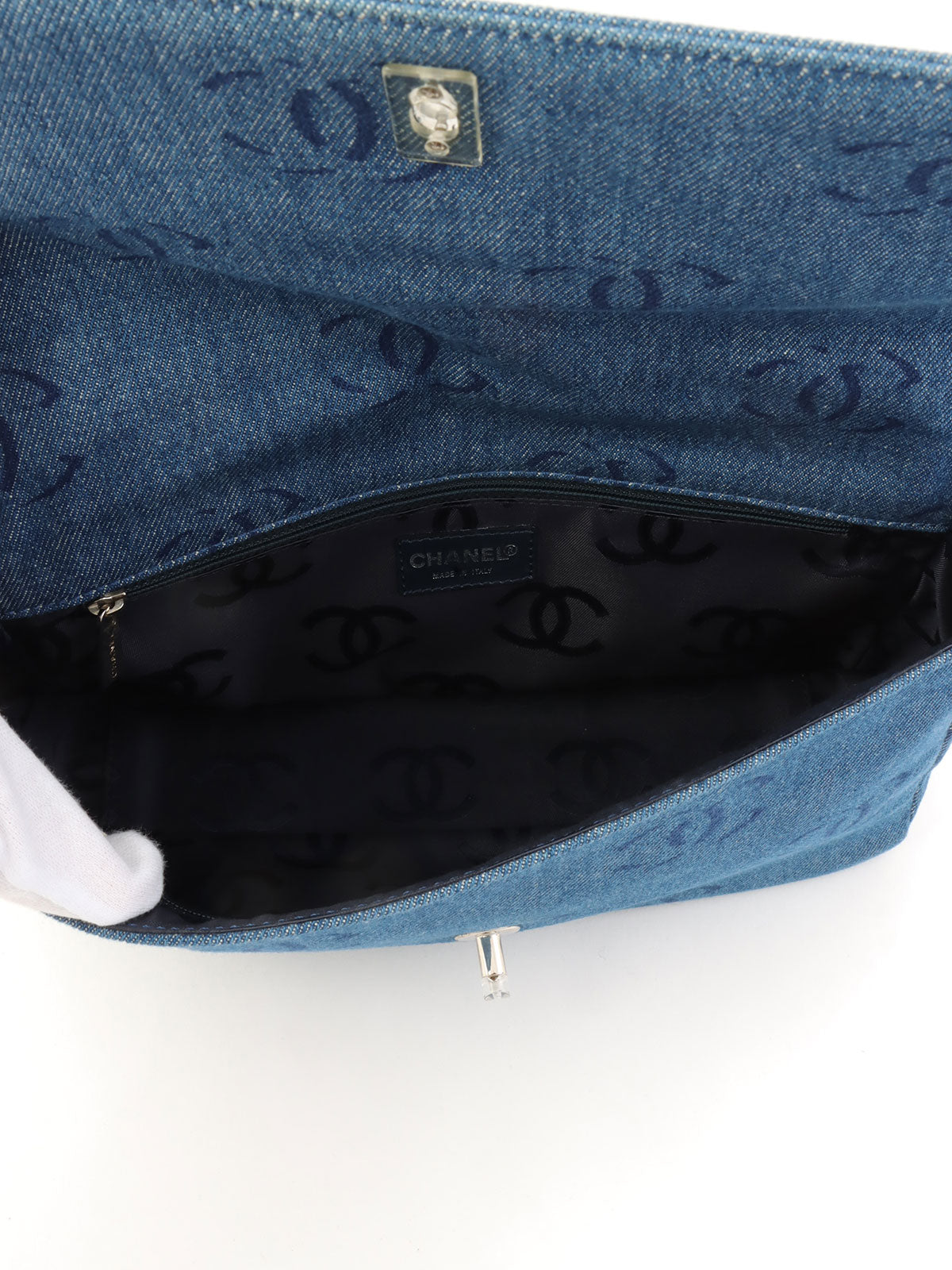 2001 Denim CC Mark Turnlock One-Shoulder Bag, Navy