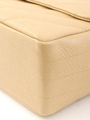 1995年頃製 キャビアスキンバイアスステッチチェーンショルダーバッグ ベージュ