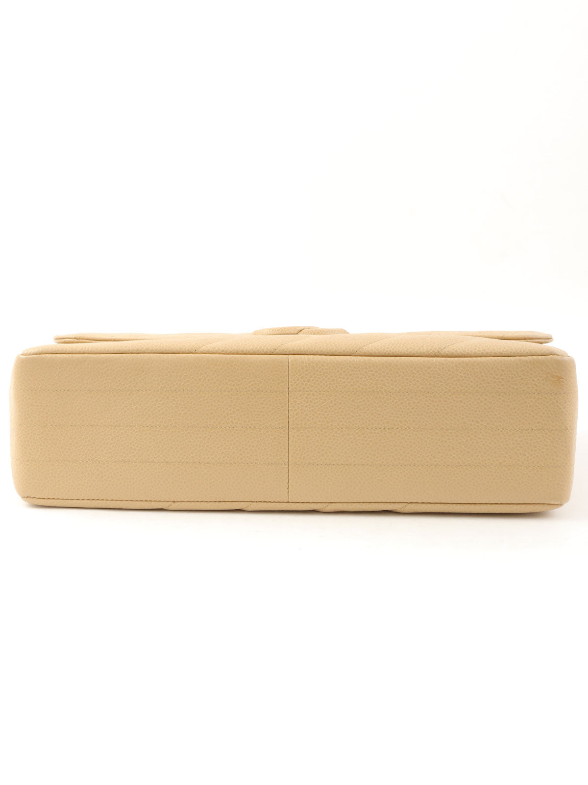 1995年頃製 キャビアスキンバイアスステッチチェーンショルダーバッグ ベージュ