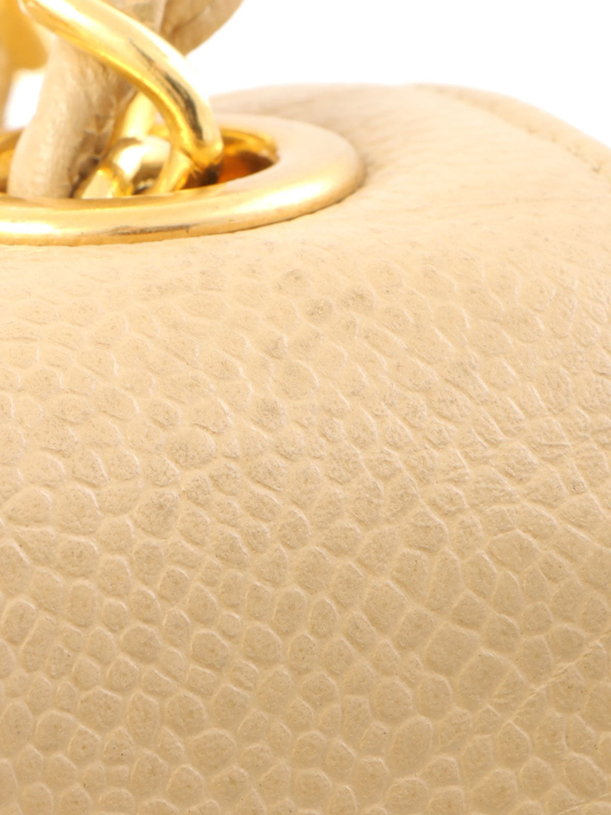 1995年頃製 キャビアスキンバイアスステッチチェーンショルダーバッグ ベージュ