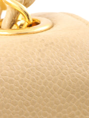 1995年頃製 キャビアスキンバイアスステッチチェーンショルダーバッグ ベージュ