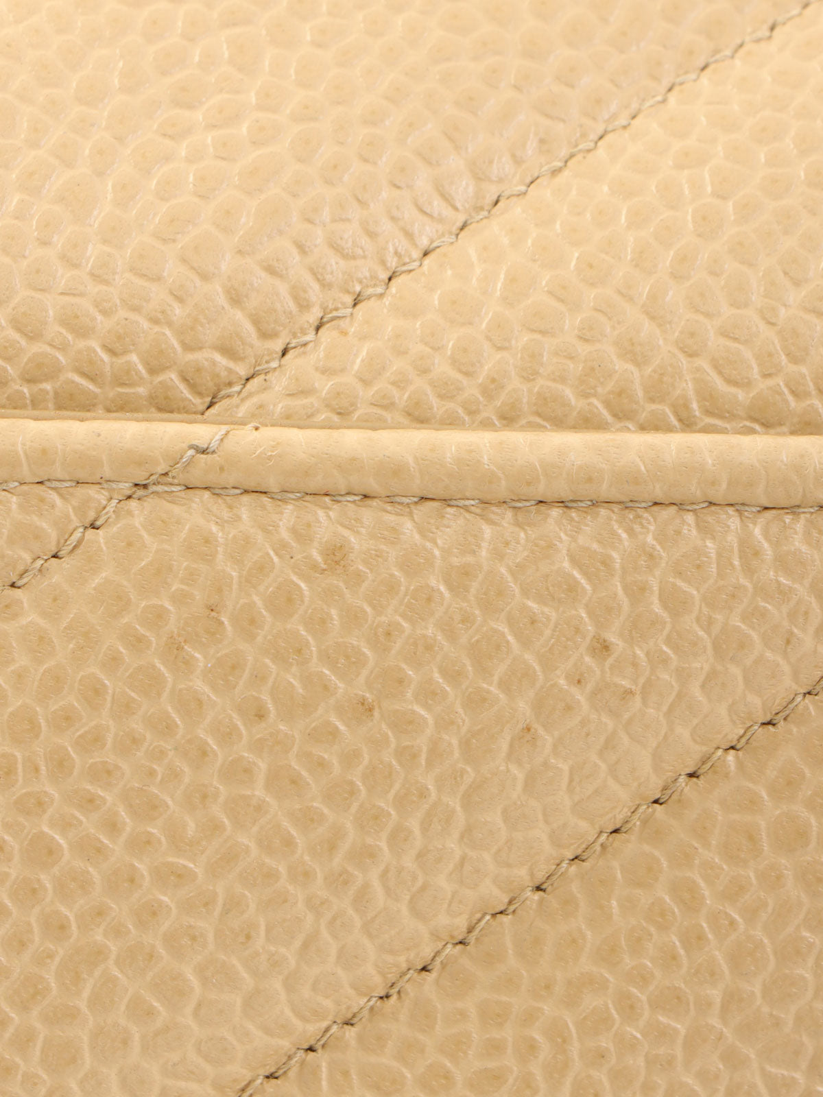 1995 Caviar Skin Bias Stitch Chain Shoulder Bag, Beige