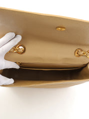 1995年頃製 キャビアスキンバイアスステッチチェーンショルダーバッグ ベージュ