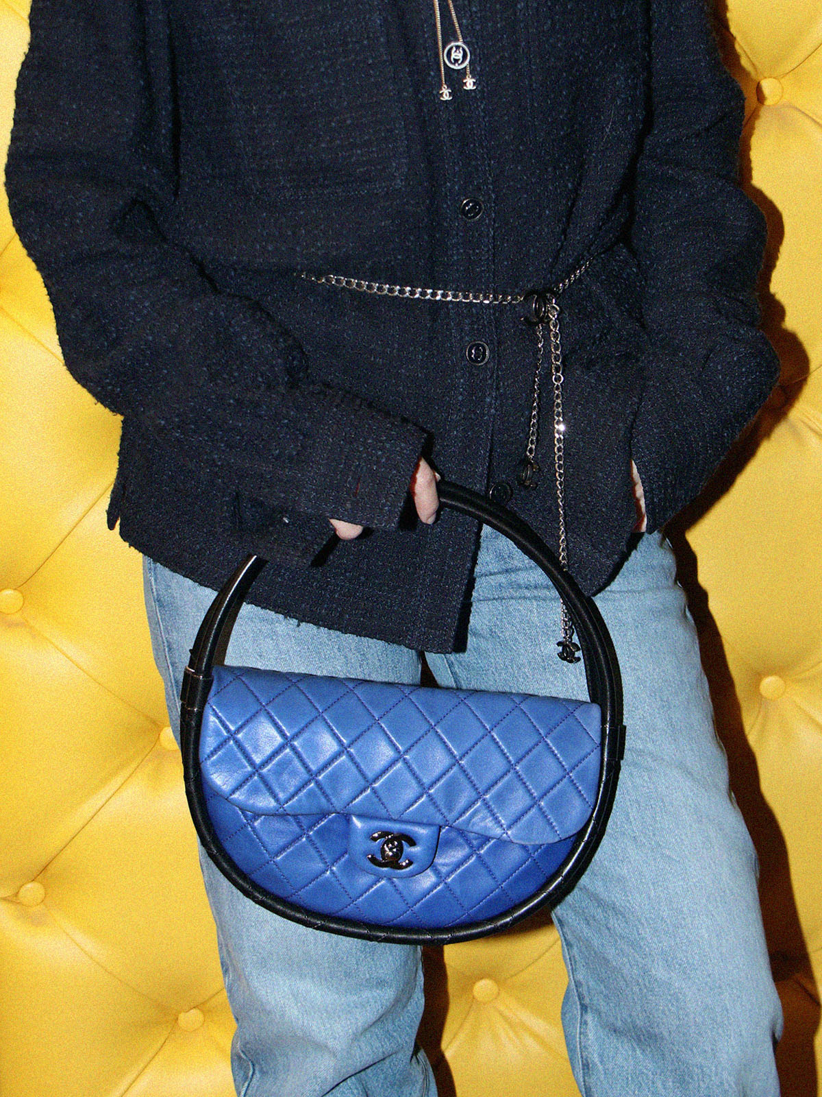 2014年頃製 マトラッセフラフープハンドバッグ ロイヤルブルー/ブラック