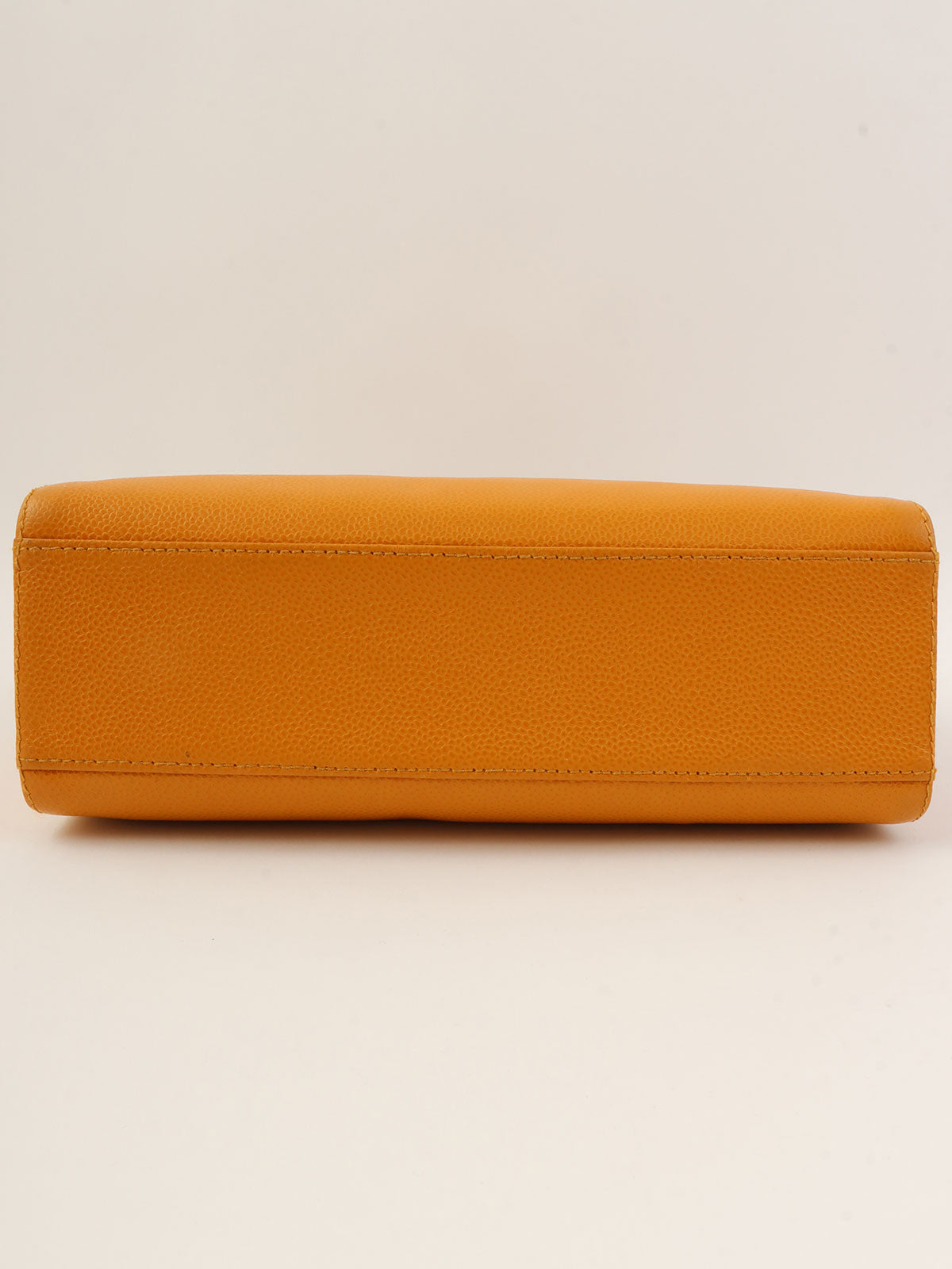 2000年頃製 キャビアスキンCCターンロックウッドハンドルバッグ マンダリンオレンジ