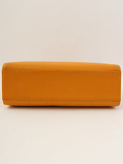 2000年頃製 キャビアスキンCCターンロックウッドハンドルバッグ マンダリンオレンジ