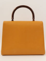 2000年頃製 キャビアスキンCCターンロックウッドハンドルバッグ マンダリンオレンジ