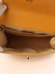 2000年頃製 キャビアスキンCCターンロックウッドハンドルバッグ マンダリンオレンジ