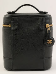 2000年頃製 キャビアスキンCCマークステッチバニティ ブラック