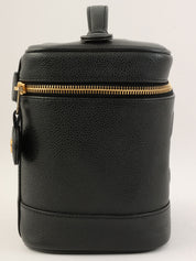 2000年頃製 キャビアスキンCCマークステッチバニティ ブラック