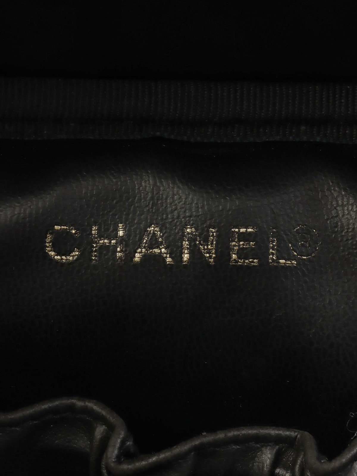 2000年頃製 キャビアスキンCCマークステッチバニティ ブラック