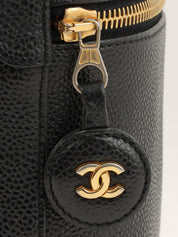 2000年頃製 キャビアスキンCCマークステッチバニティ ブラック