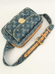 2007 牛仔布字母腰包 靛蓝