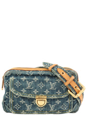 2007 牛仔布字母腰包 靛蓝