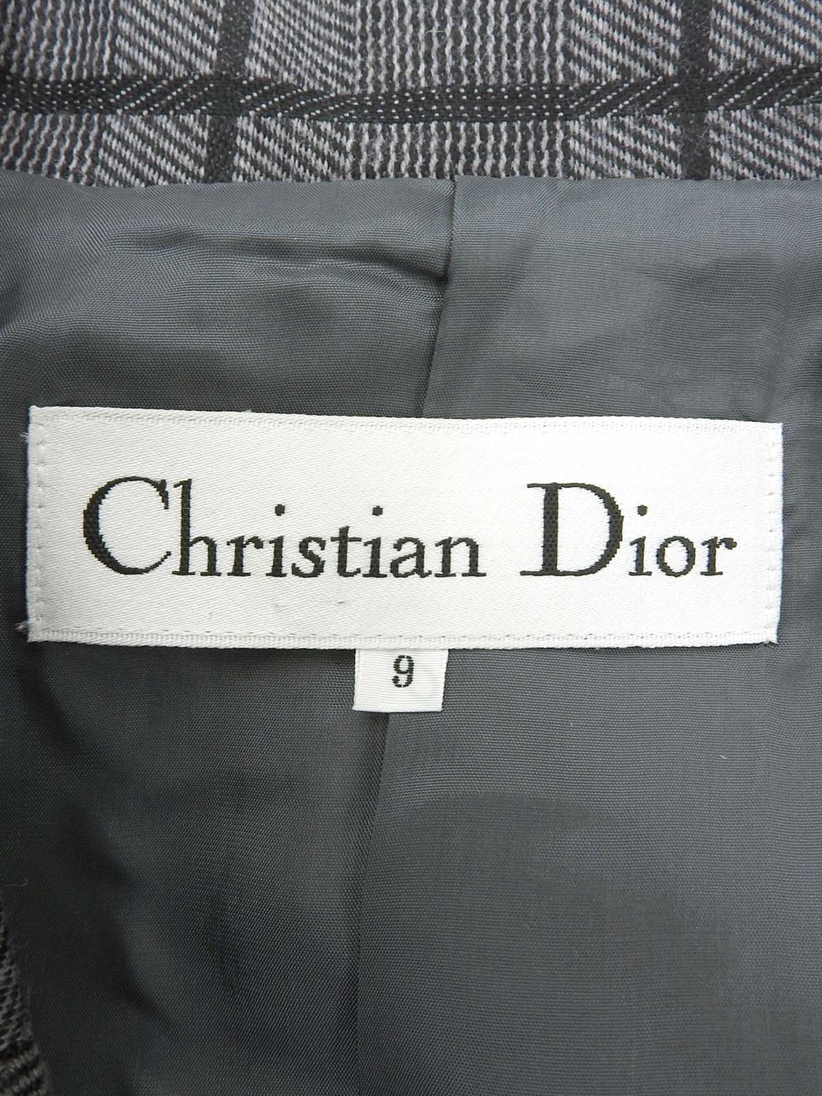 チェックパターンオーバルボタンセットアップ グレー