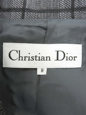 チェックパターンオーバルボタンセットアップ グレー