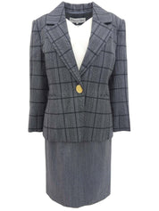 チェックパターンオーバルボタンセットアップ グレー