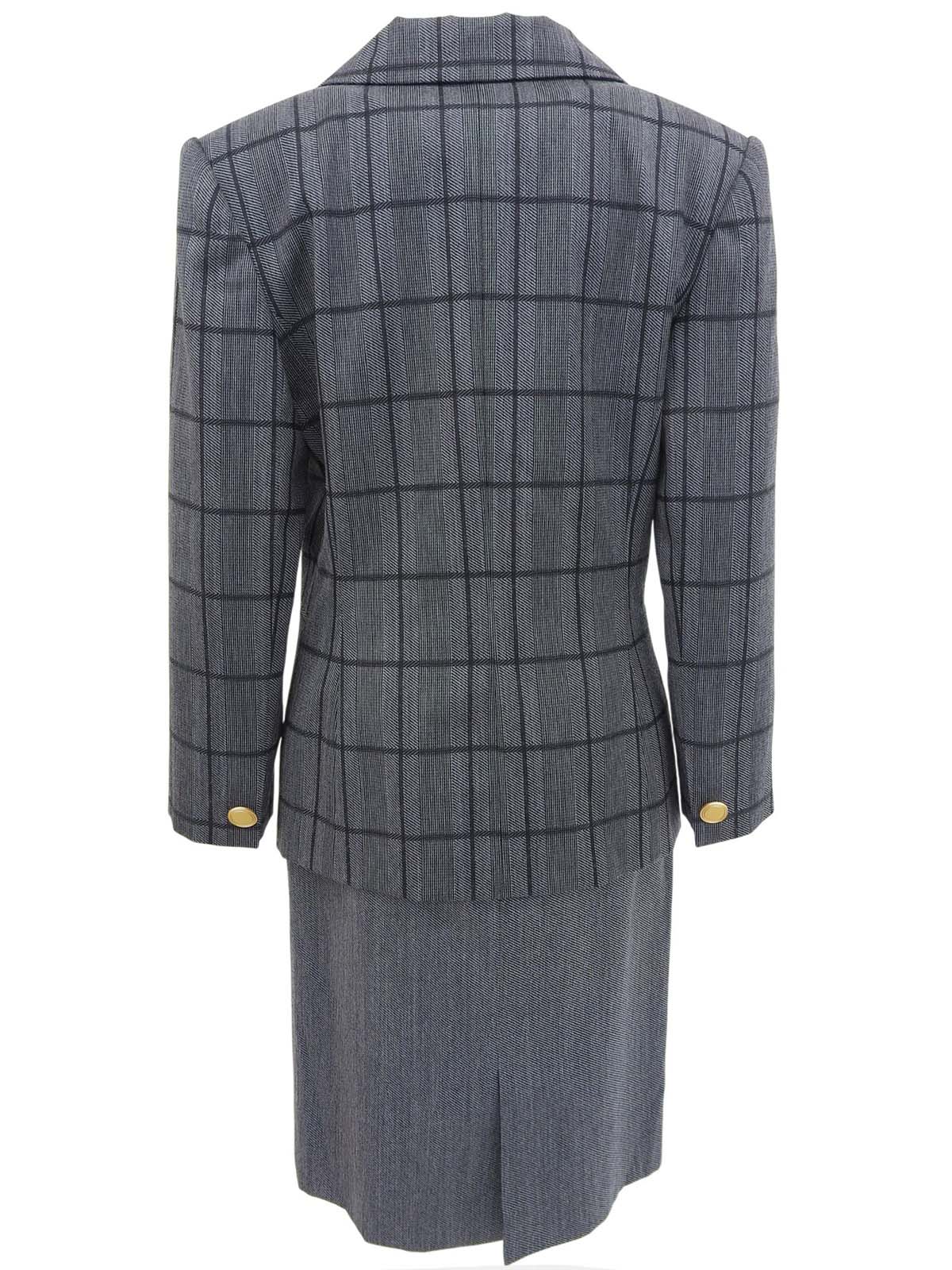 チェックパターンオーバルボタンセットアップ グレー