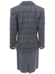 チェックパターンオーバルボタンセットアップ グレー