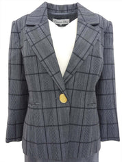 チェックパターンオーバルボタンセットアップ グレー