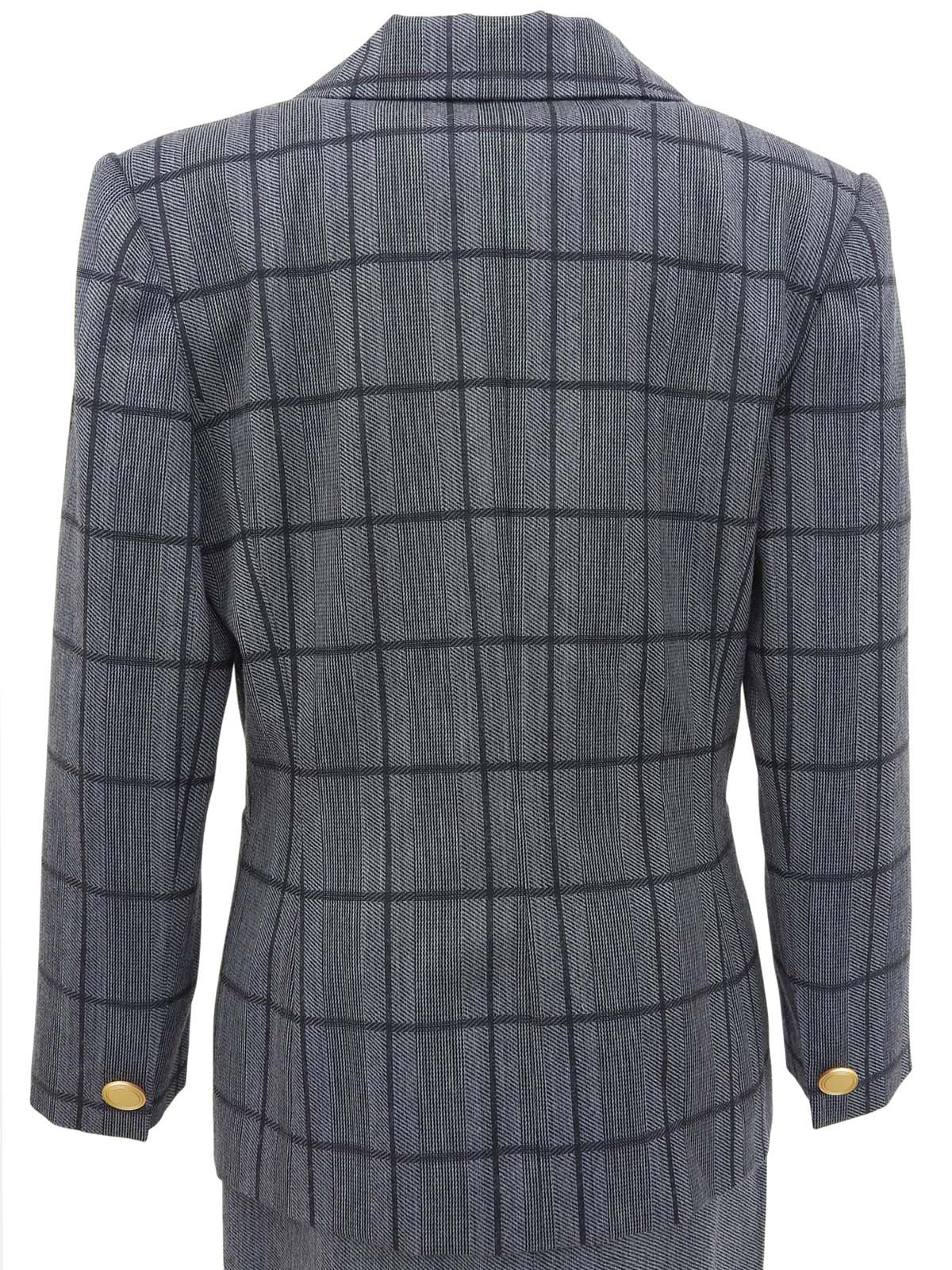 チェックパターンオーバルボタンセットアップ グレー