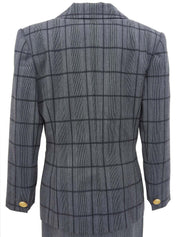 チェックパターンオーバルボタンセットアップ グレー