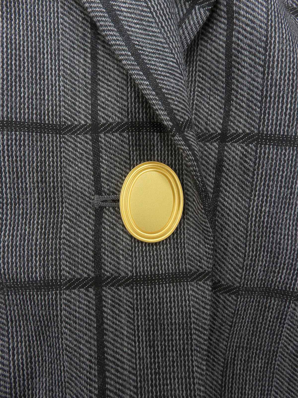 チェックパターンオーバルボタンセットアップ グレー