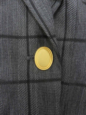 チェックパターンオーバルボタンセットアップ グレー