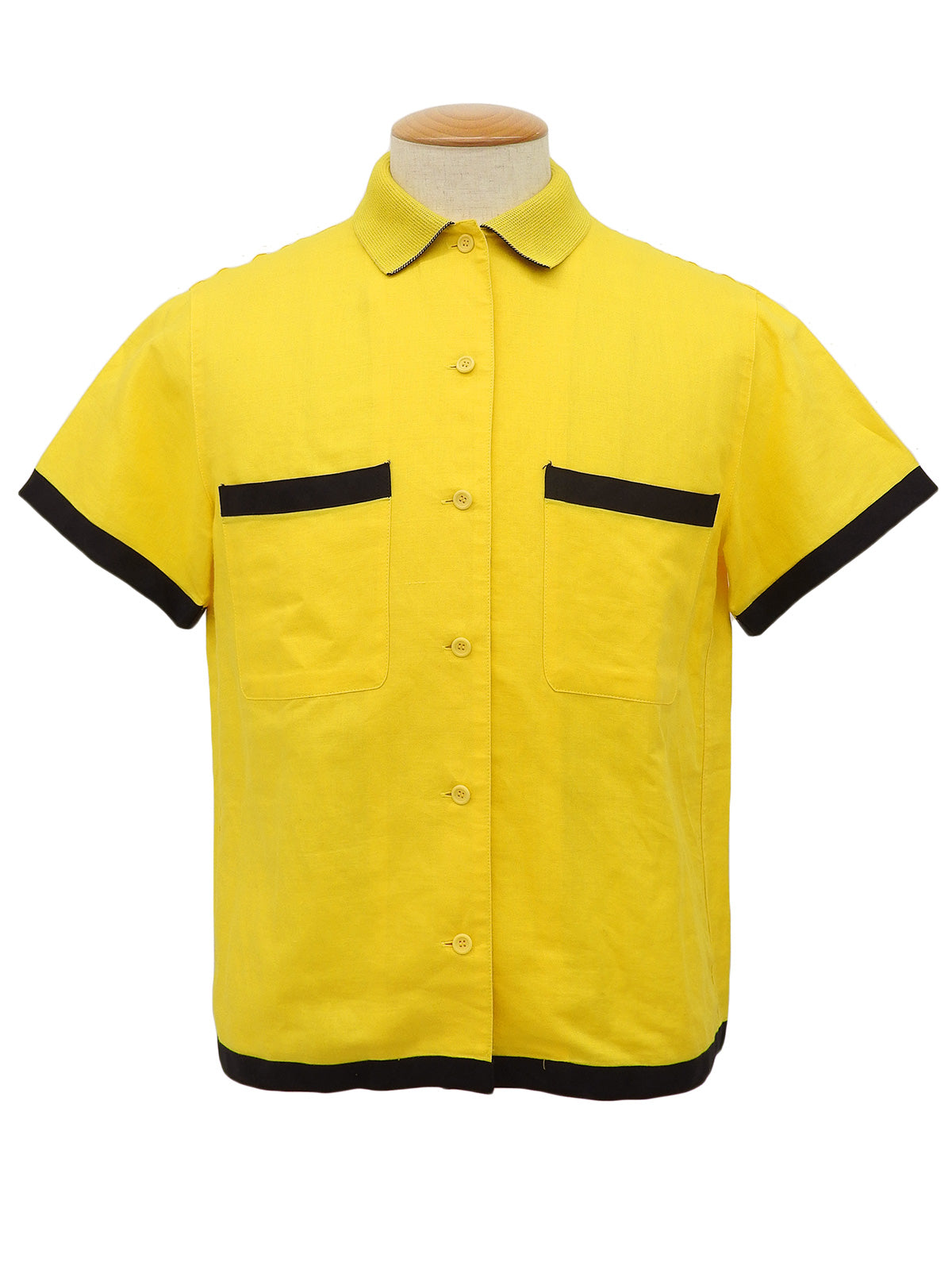 Two-tone short-sleeved shirt in yellow and black