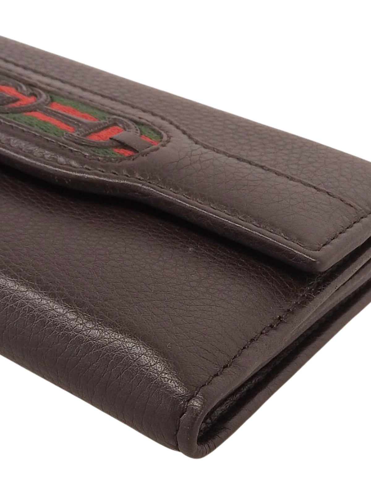 GG Stitch Sherry Line Long Wallet Dark Brown