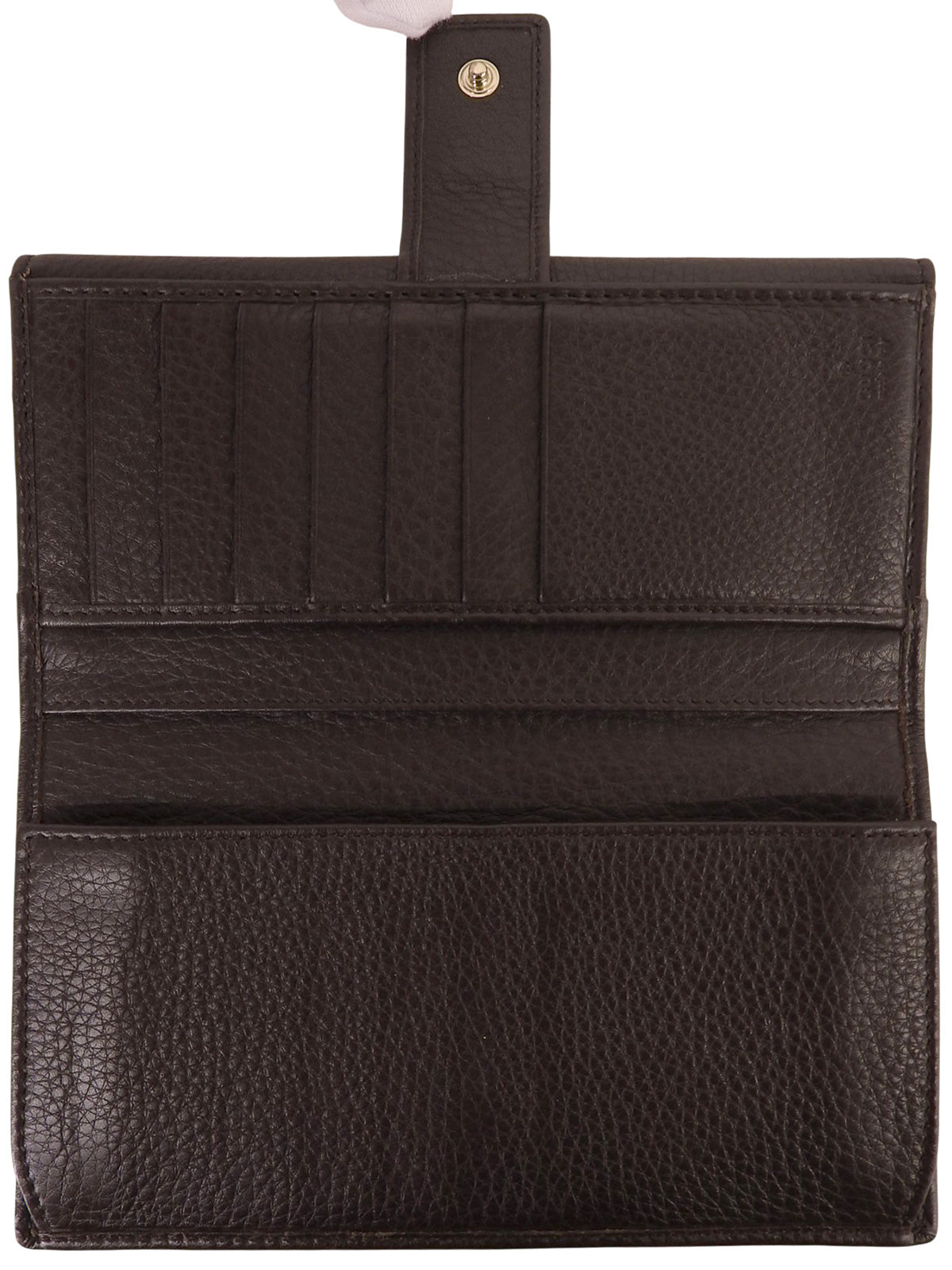 GG Stitch Sherry Line Long Wallet Dark Brown