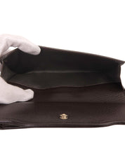 GG Stitch Sherry Line Long Wallet Dark Brown