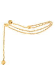 Star Motif Round Logo Chain Belt Gold