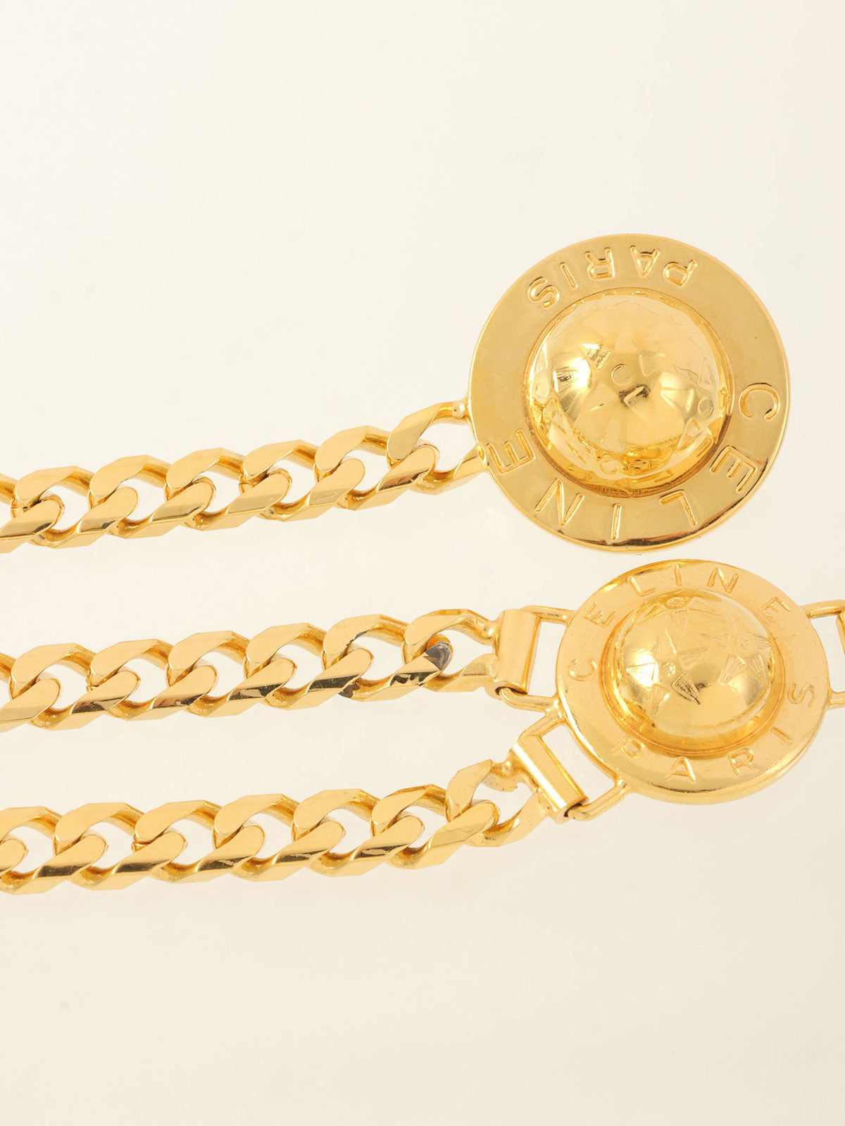 星形图案圆形Logo链条腰带（金色）