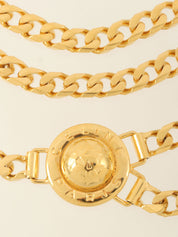 Star Motif Round Logo Chain Belt Gold